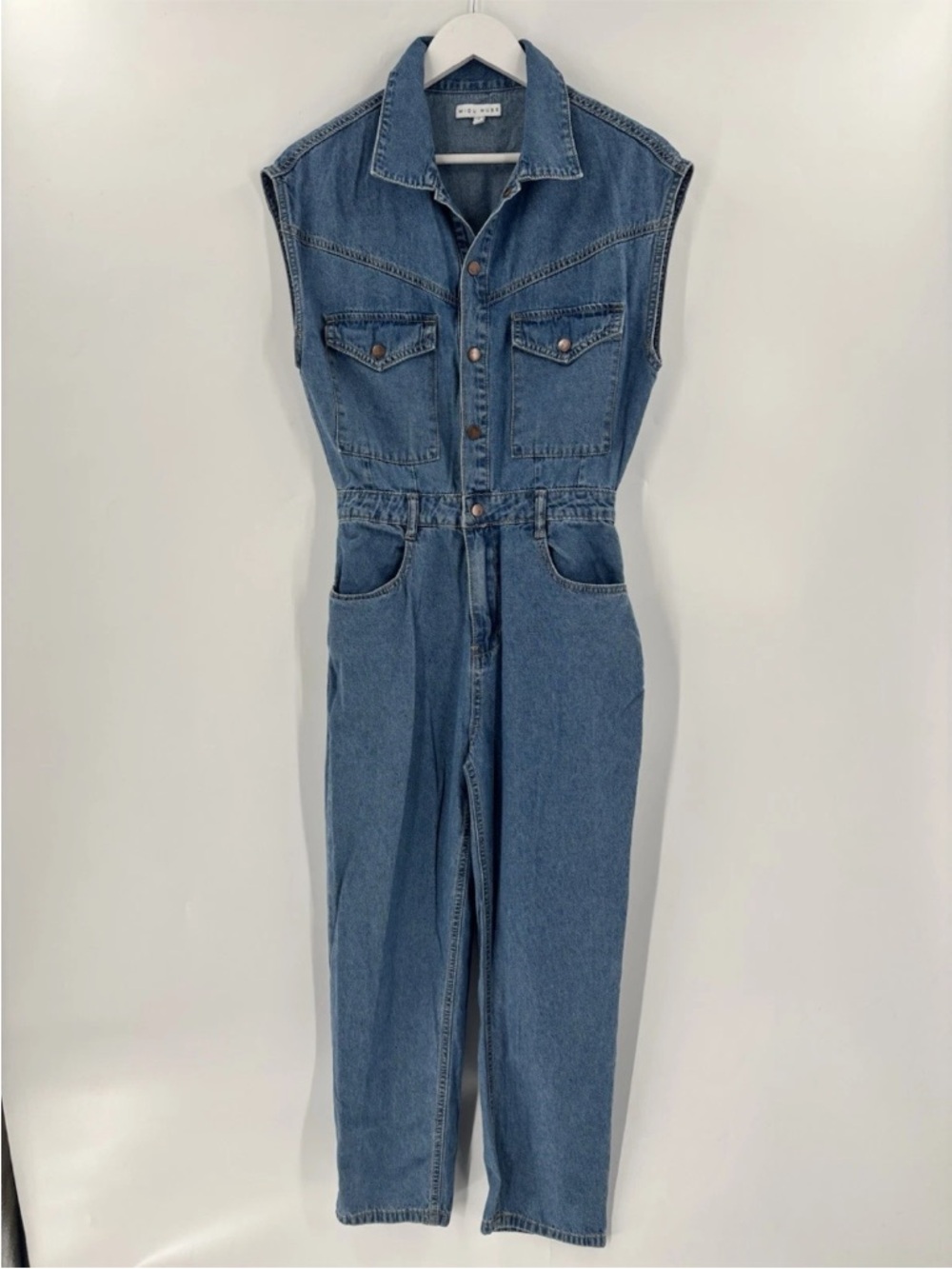 Miou Muse Denim Sleeveless Jumpsuit